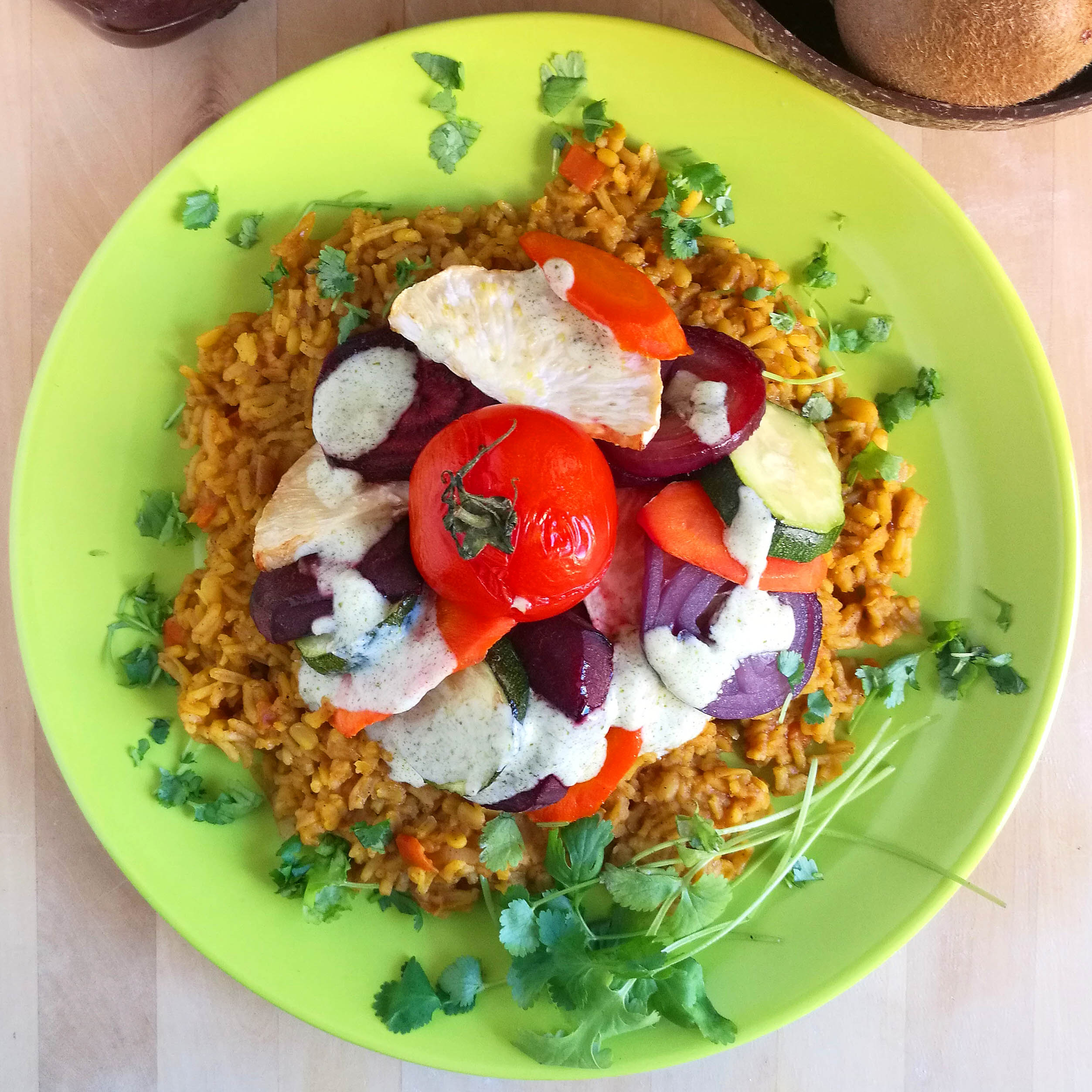 recept-foto Vegán tál mogyoróvajas, fűszeres rizzsel